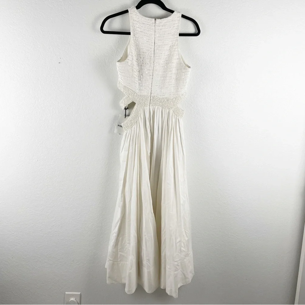 Aje Catara Sequin Cut Out Midi Dress White Small - Picture 7 of 10